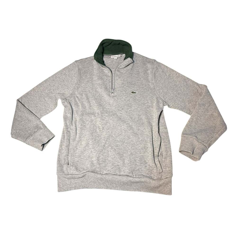 Lacoste Quarter-Zip Sweatshirt Size US L Gray